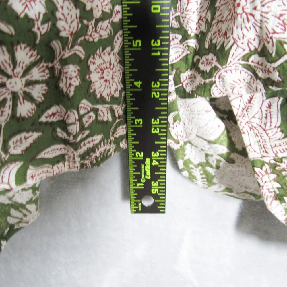 House of Sundar Mini Dress XXL Floral Print Green Pink Cotton Tie Neck - Picture 7 of 11
